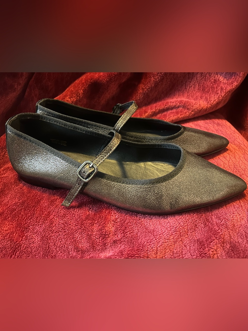 Anthropologie Maypol Mary Janes In Metallic Bronze & Black NWOT